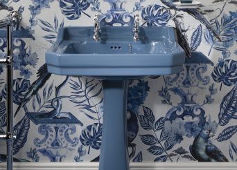Ceramic blue washbasin. 