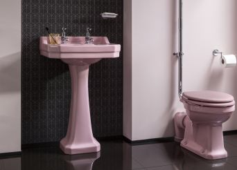 Pink WC and washbasin. 