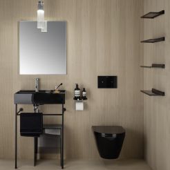 Washbasin with wash stand, stool, shelf and wall hung WC.