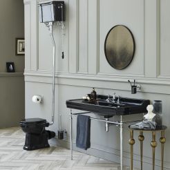 Black traditional suite with highlight steel finish. 